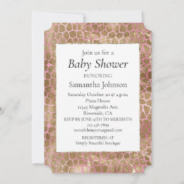 Skriv ut Girly Rosa Guld Giraffe Inbjudningar