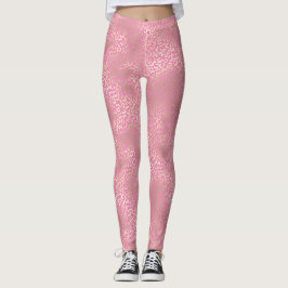 Skriv ut Girly Rosa Guld Glam Leopard Leggings