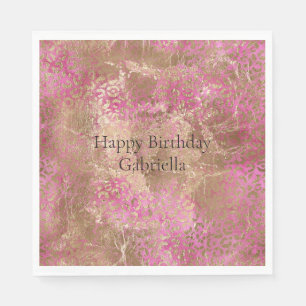 Skriv ut Girly Rosa Guld Glam Leopard Pappersservett