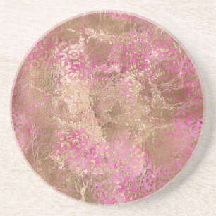 Skriv ut Girly Rosa Guld Glam Leopard Underlägg