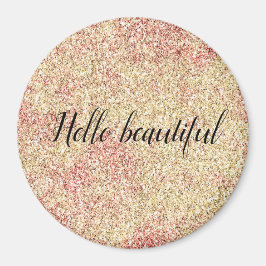 Skriv ut Girly  Rosa Guld Glitter Magnet