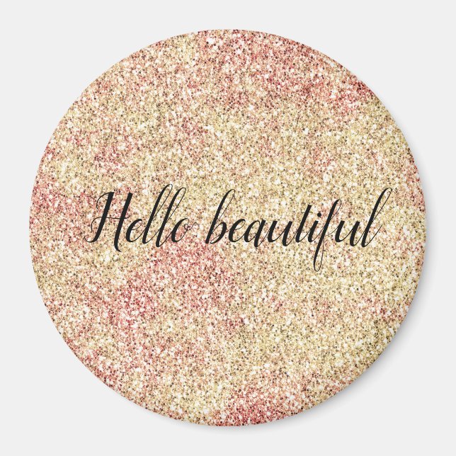 Skriv ut Girly  Rosa Guld Glitter Magnet (Framsidan)