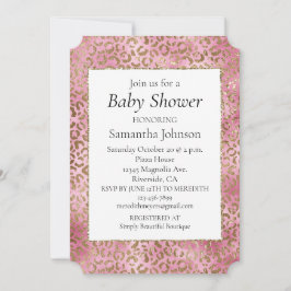 Skriv ut Girly Rosa Guld Leopard Inbjudningar