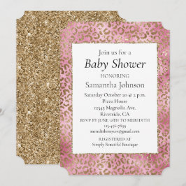 Skriv ut Girly Rosa Guld Leopard Inbjudningar
