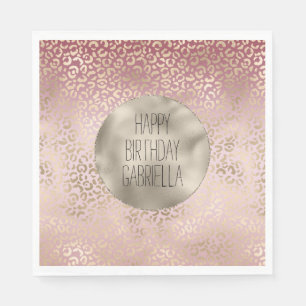 Skriv ut "Girly Rosa Guld Ombre Leopard" Pappersservett