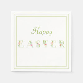 Skriv ut glad påsk Blommigt Pappersservett