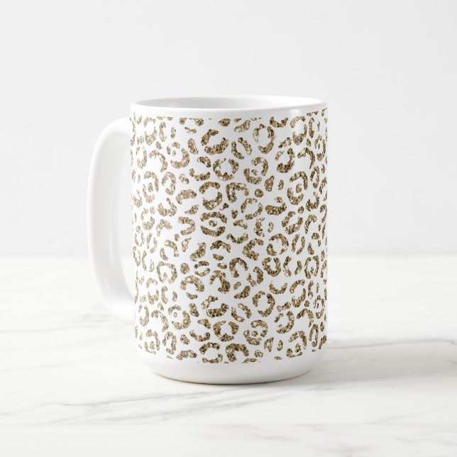 Skriv ut glitter Antique Guld Leopard        Kaffemugg (Framsida vänster)