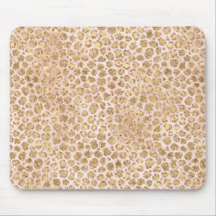 Skriv ut Glitter Guld Peach Leopard Musmatta
