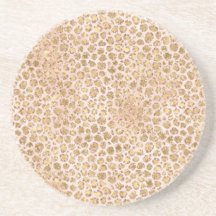 Skriv ut Glitter Guld Peach Leopard Underlägg