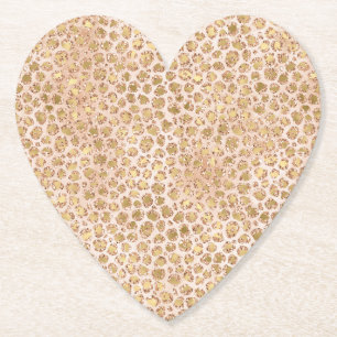 Skriv ut Glitter Guld Peach Leopard Underlägg Papper