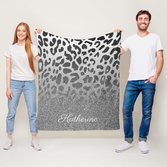 Skriv ut glitter Leopard Fleecefilt (På plats)