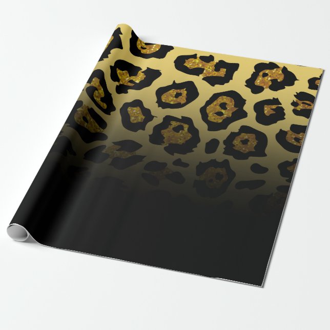 Skriv ut glitter Leopard Presentpapper (Utrullad)