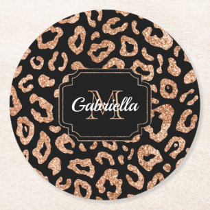 Skriv ut glitter Leopard Underlägg Papper Rund