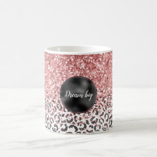 Skriv ut Glitter på Rosa Black White Leopard Kaffemugg