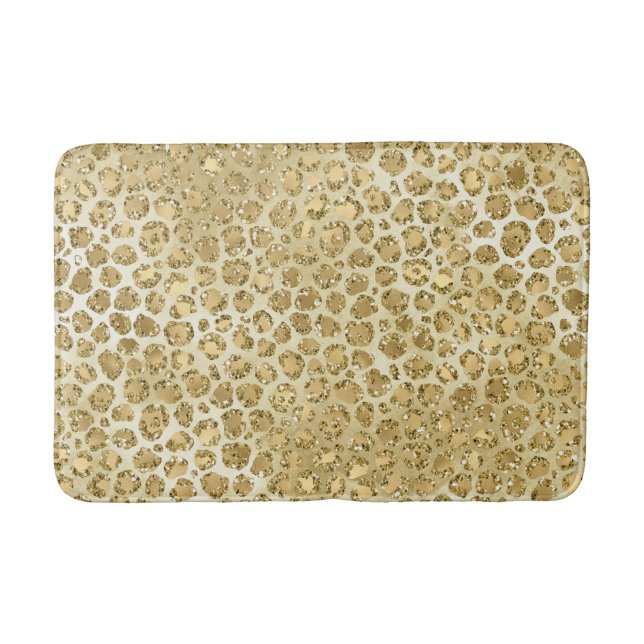 Skriv ut Glitzy Glam Guld Glitter Leopard Badrumsmatta (Framsidan)