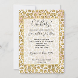 Skriv ut Glitzy Glam Guld  Glitter Leopard  Inbjudningar