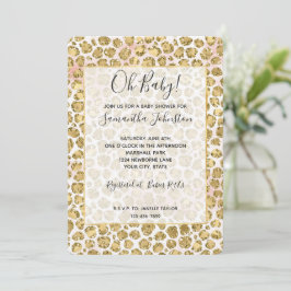 Skriv ut Glitzy Glam Guld Glitter Leopard Inbjudningar