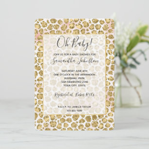 Skriv ut Glitzy Glam Guld Glitter Leopard Inbjudningar