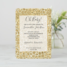 Skriv ut Glitzy Glam Guld Glitter Leopard Inbjudningar