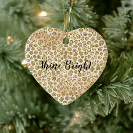 Skriv ut Glitzy Glam Guld Glitter Leopard Julgransprydnad Keramik