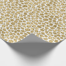 Skriv ut Glitzy Glam Guld White Glitter Leopard