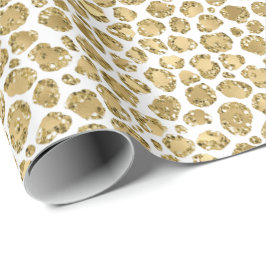Skriv ut Glitzy Glam Guld White Glitter Leopard Presentpapper