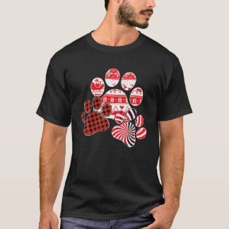 Skriv ut god jul Red Play Candy cane Hund Paw T Shirt