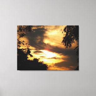 Skriv ut Golden Clouded Sunrise Wrapped Canvas