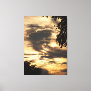Skriv ut Golden Clouded Sunrise Wrapped Canvas