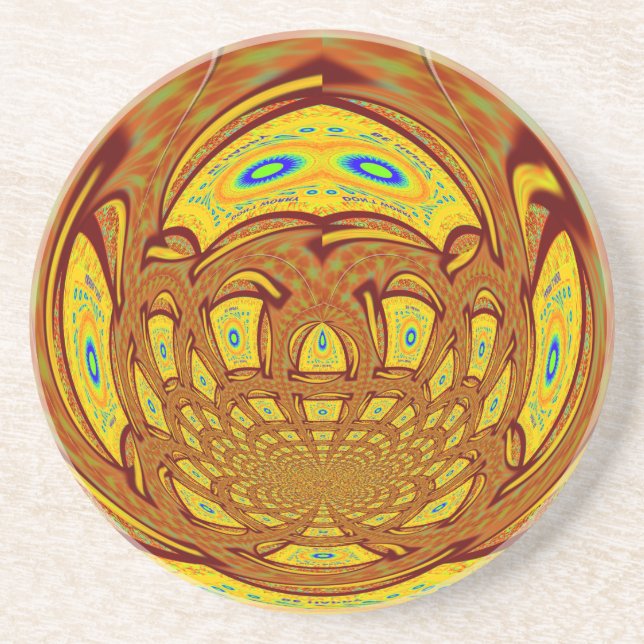 Skriv ut Golden Gult Baseball Glove Art Underlägg Sandsten (Framsidan)