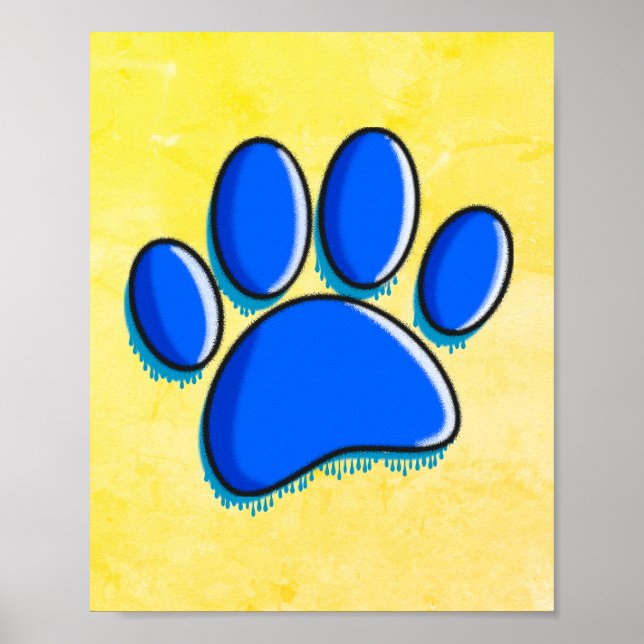 Skriv ut Graffiti Art Hund Paw Poster (Framsidan)