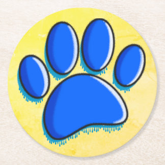 Skriv ut Graffiti Art Hund Paw Underlägg Papper Rund
