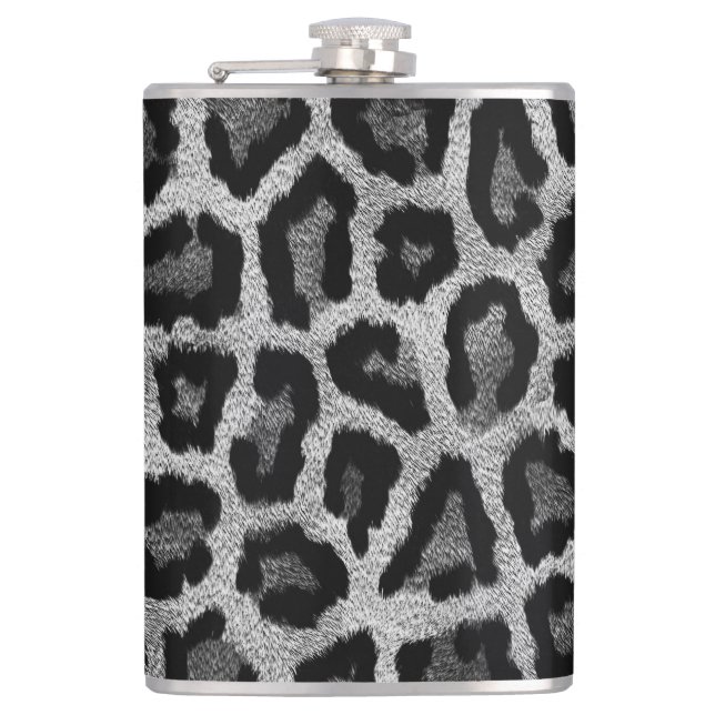 Skriv ut grått Black Leopard Animal Fickplunta (Framsidan)