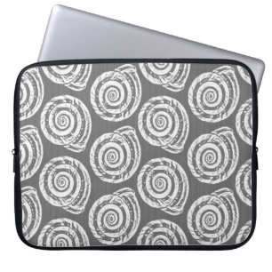 Skriv ut, Grått/Grått och vit spiral Laptop Sleeve