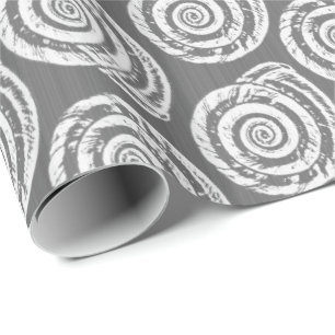 Skriv ut, Grått/Grått och vit spiral Presentpapper