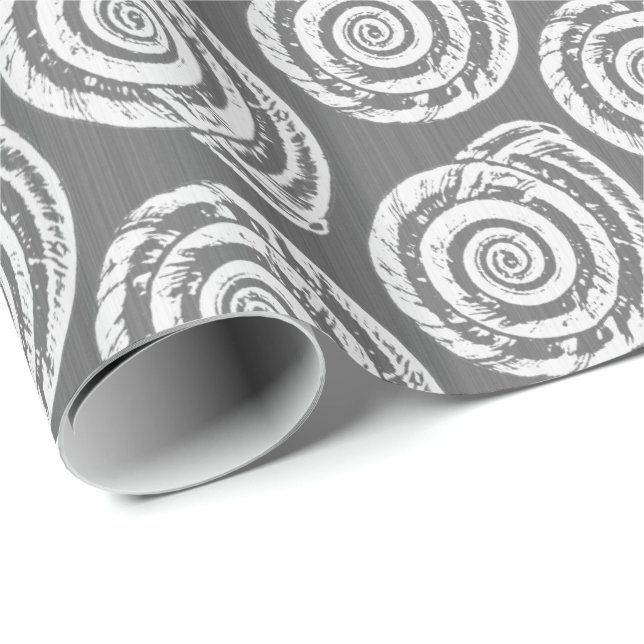 Skriv ut, Grått/Grått och vit spiral Presentpapper (Rullad Hörn)