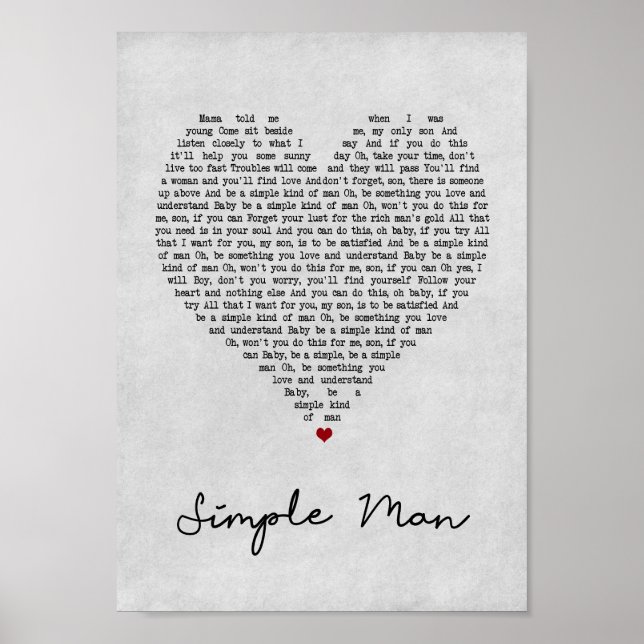 Skriv ut Grått Heart Sång Lyric Wall Art Skriv ut Poster (Framsidan)