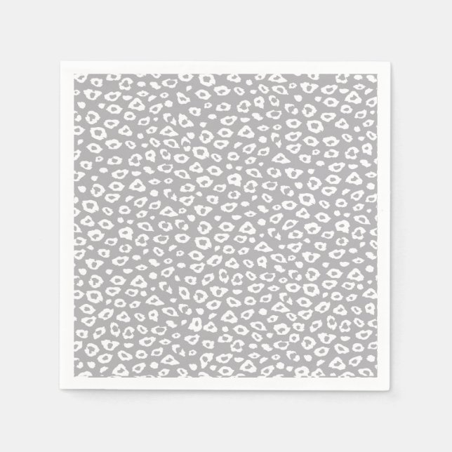 Skriv ut grått och vit leopard pappersservett (Framsidan)