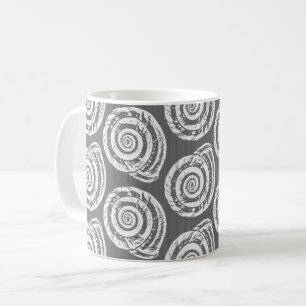 Skriv ut, Grått och vitt på spiral Seashell-block Kaffemugg