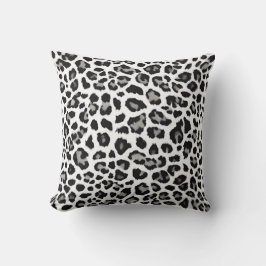 Skriv ut grått White Snö Leopard Kudde