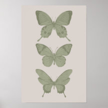 Skriv ut Grönt av grönt Butterfly Wall Art Sage