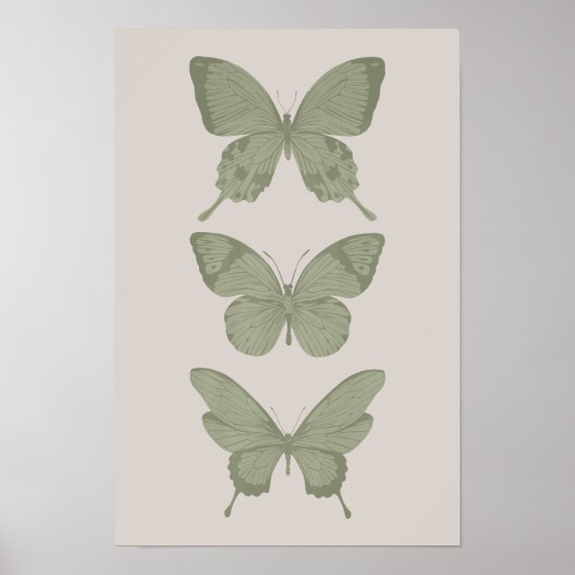 Skriv ut Grönt av  grönt Butterfly Wall Art Sage Poster (Framsidan)