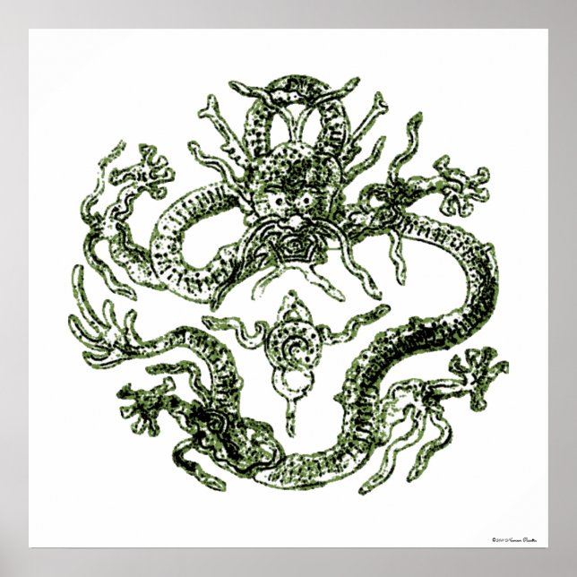 Skriv ut grönt Dragon Poster (Framsidan)