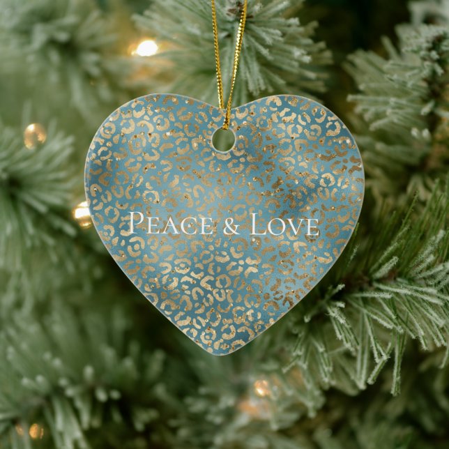 Skriv ut Grönt Guld Leopard Julgransprydnad Keramik (Träd)