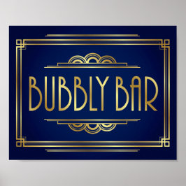 Skriv ut Guld Art Deco BUBBLY PUB Poster