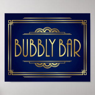 Skriv ut Guld Art Deco BUBBLY PUB Poster