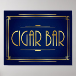 Skriv ut Guld Art Deco CIGAR PUB Poster