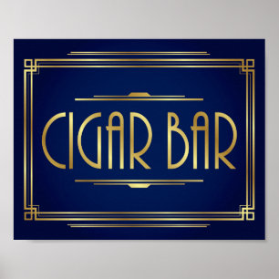 Skriv ut Guld Art Deco CIGAR PUB Poster