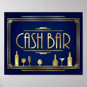Skriv ut Guld Art Deco PENGARAR PUB Skriv ut Poster