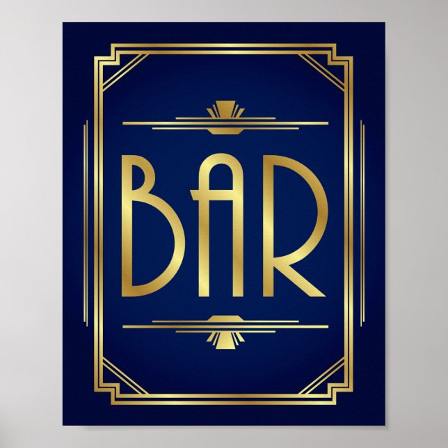 Skriv ut Guld Art Deco PUB Poster (Framsidan)